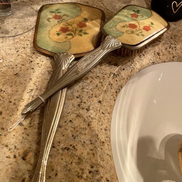 Other - Vintage Art Deco mirror & brush vanity set
